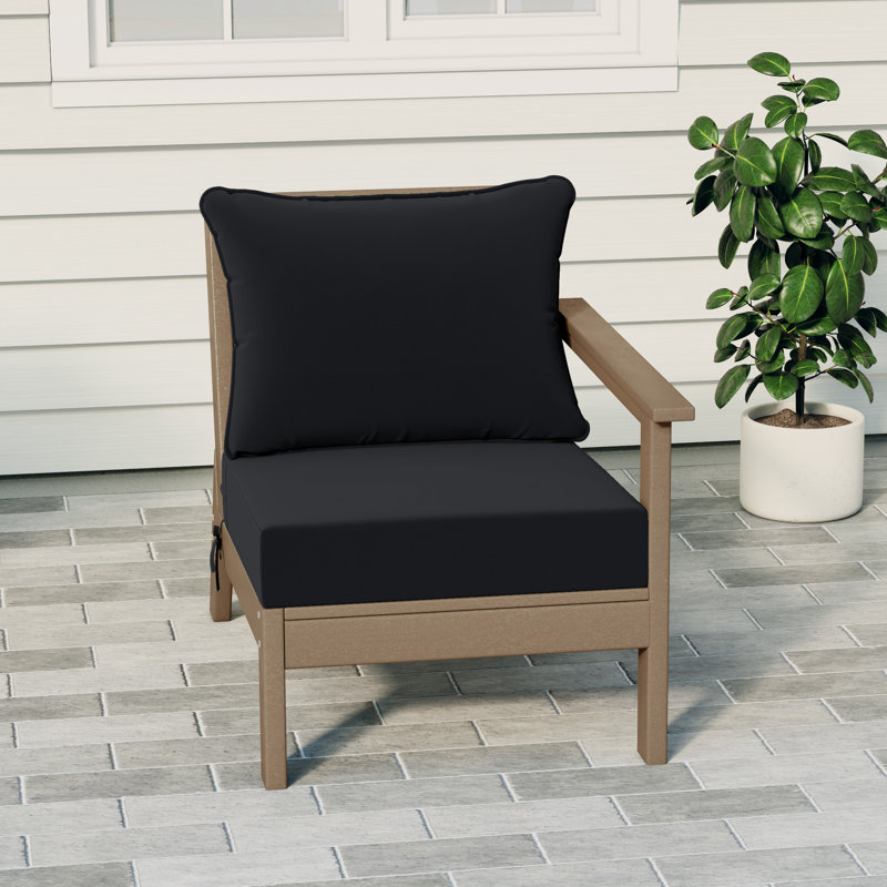 Fauteuil à assise profonde avec coussins profonds, Black, Marron clair