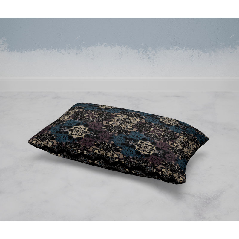 Vibrant Botanicals  Rectangular Throw Pillow, Blue/Beige