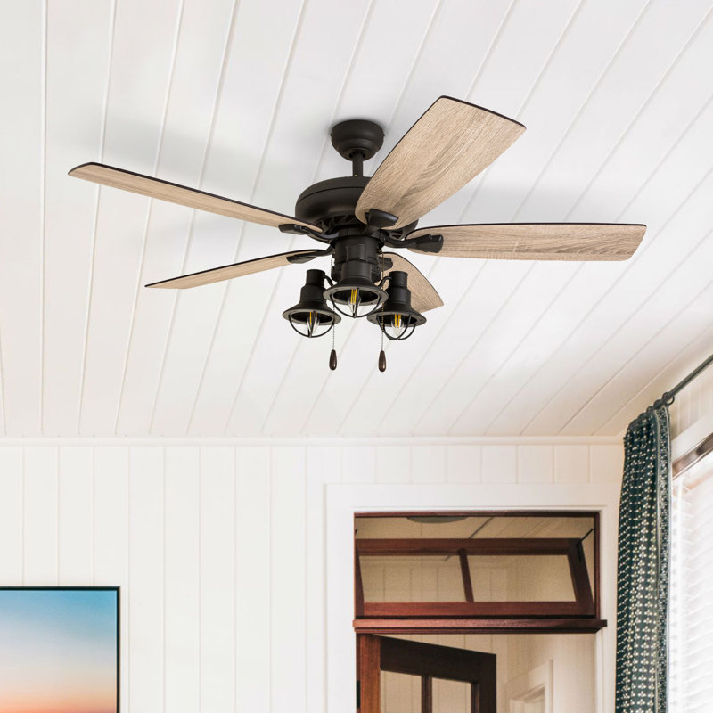 Monessen 52'' Ceiling Fan with Light Kit, Bronze, Pull Chain