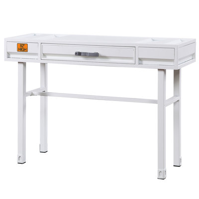 Rectangular White Office Desk With Industrial Ambiance And Functional Storage - Work Area 1 Drawer Distinctive Workspace Choice