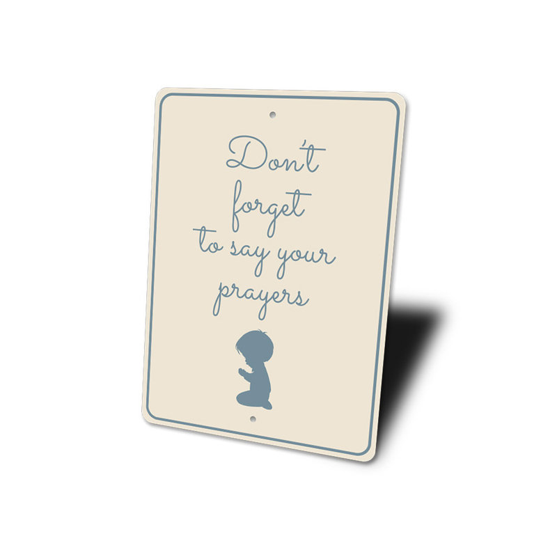 Plaque en aluminium rappelant la prière, H 14 po x l 10 po x P 0,04 po