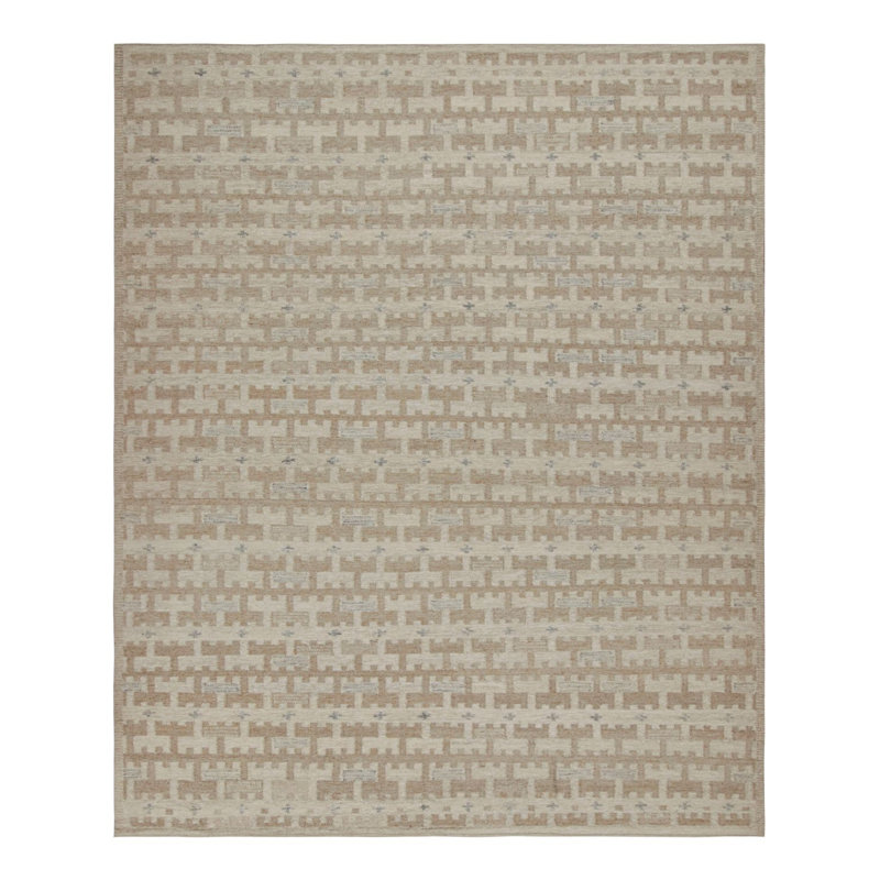 Rug & Kilim’S Scandinavian Rug With Beige-Brown Geometric Pattern, Rectangle 8' x 10'