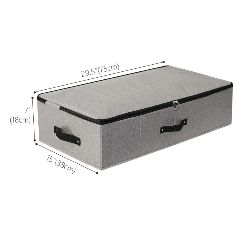 2-Pack Of Large Under Bed Clothing Storage Boxes With Durable Fabric And 4 Reinforced Handles,Dark Grey
