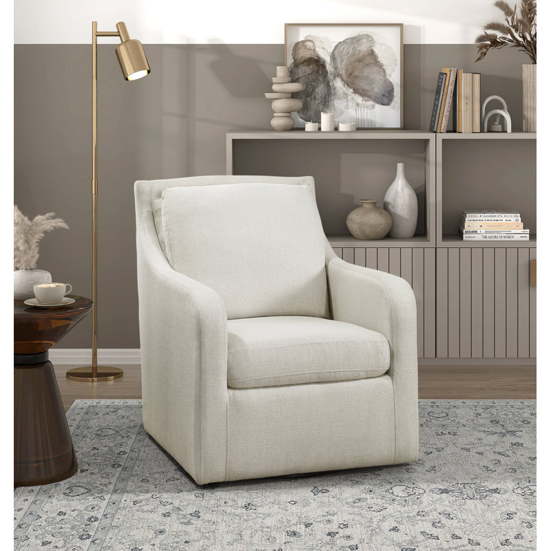 Chaise pivotante moderne et contemporaine Tonkin de 36 po avec revêtement en tissu texturé, siège pivotant à 360 degrés et siège en mousse haute densité
