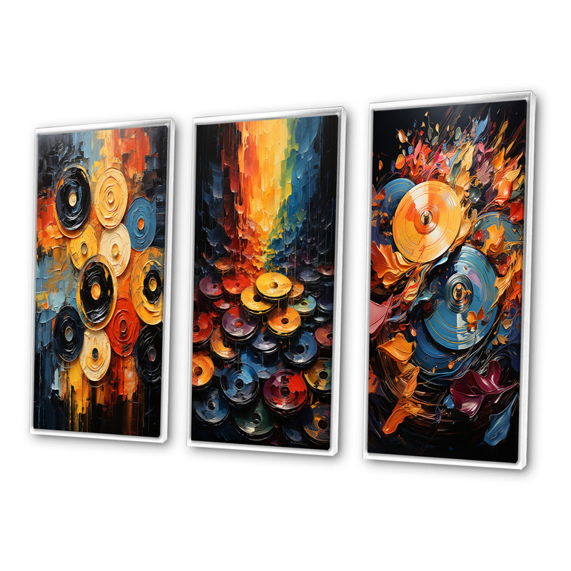 "Colours symphonique", 3 pièces sur toile, H 40 po x l 60 po, Cadre blanc