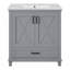 Meuble-lavabo de salle de bain avec lavabo simple, 2 portes à fermeture douce et 1 tiroir divisé