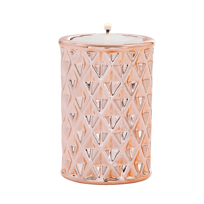 7.9'' H Ceramic Tabletop Candle Accessories, Rose Gold