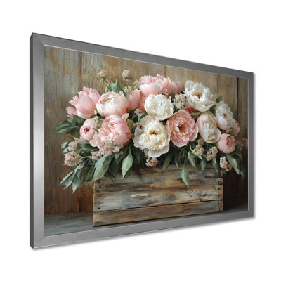 Farmhouse Chic Bouquet II - pivoines, art mural