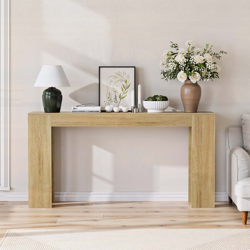 Farmhouse Sofa Table for Narrow Spaces, Oak