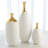 Dipped Golden Crackle/White Cylinder Vase-Lg