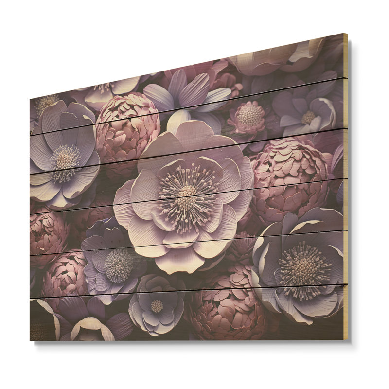 Buttercups Lavender - Buttercups Wood, art mural sur bois de pin naturel, H 30 po x l 40 po