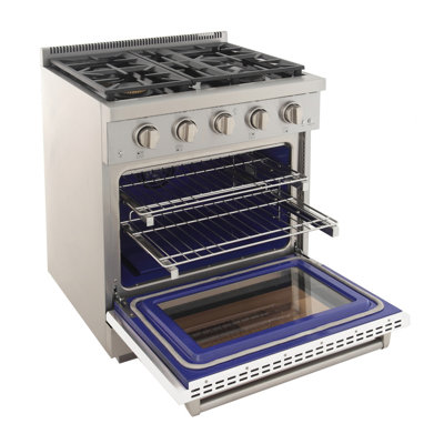 KUCHT Professional 30 po 4,2 pieds cubes Cuisinière au gaz naturel et four à convection en blanc avec brûleurs True Simmer