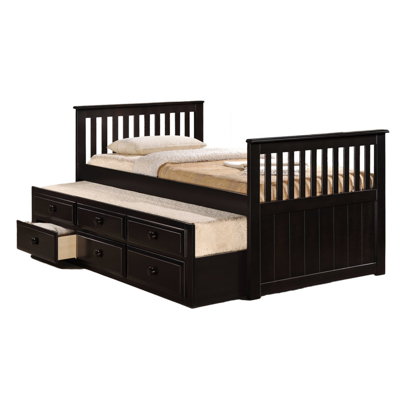 Kids Twin with Trundle, Dark Brown