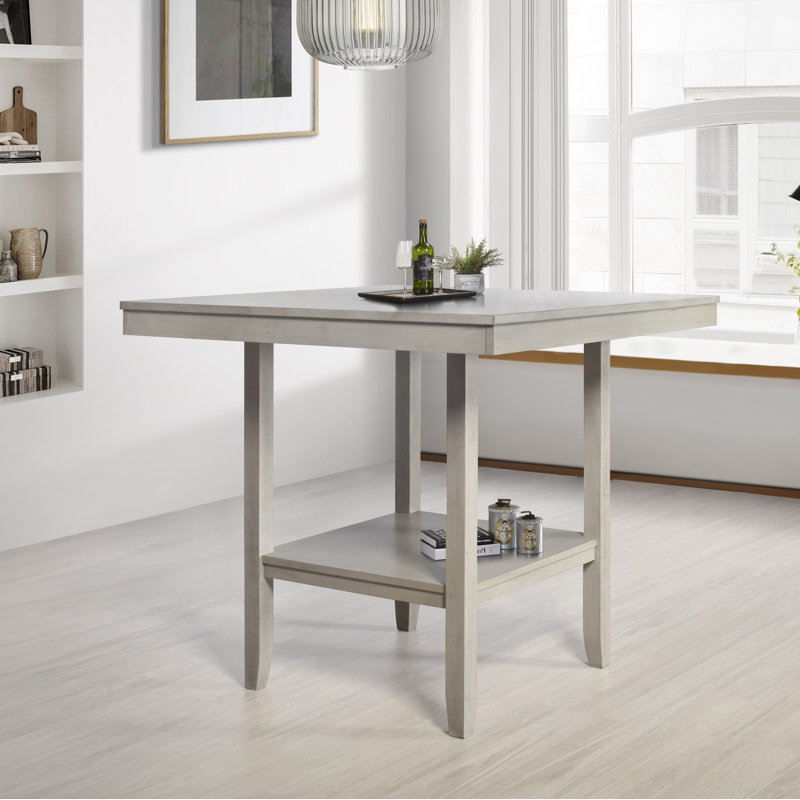 Bouganville Solid Wood Base Dining Table, Gray