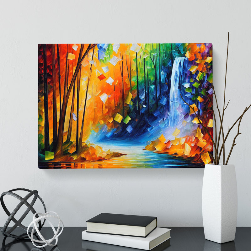 Glimmering River Waterfall Vol.7 - Wrapped Canvas, 35cm H x 50cm W x 3cm D
