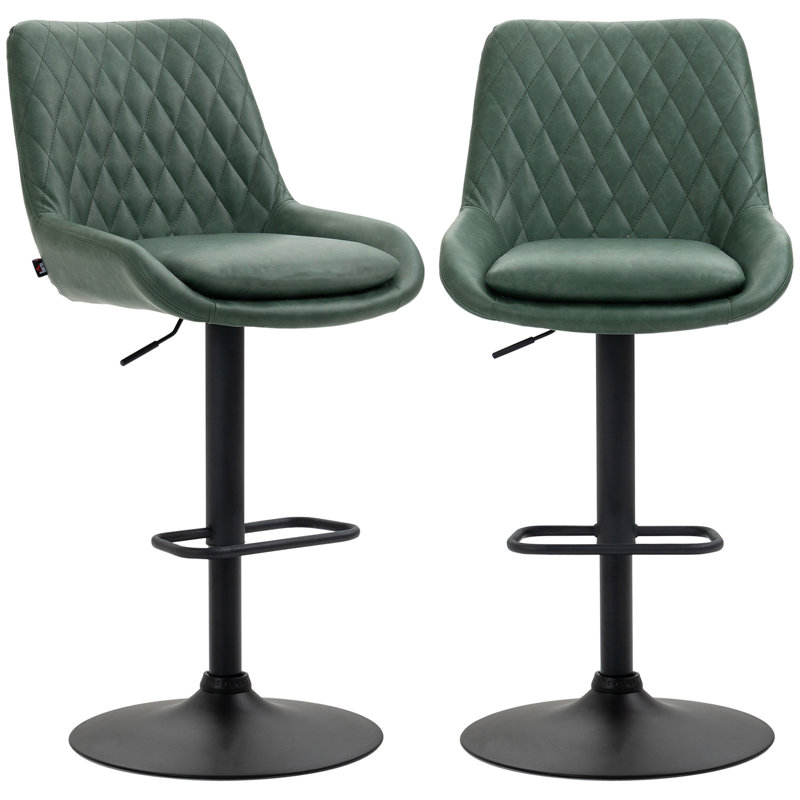 Adjustable Height Counter Stool with Metal Frame, Green