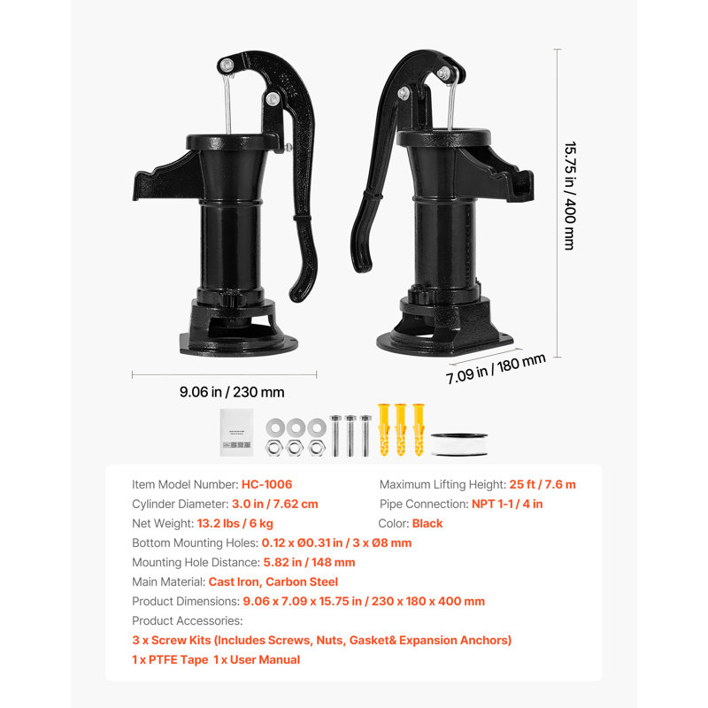 No Power Source Required / Manual Pump