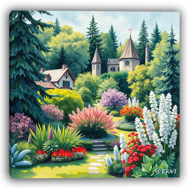 Cottage Garden Splendor - impression sur toile tendue, H 30 po x l 30 po