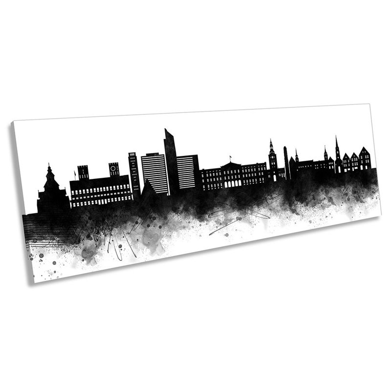Oslo Abstract City Skyline - Wrapped Canvas Panoramic Print, 30.48cm H x 91.44cm W