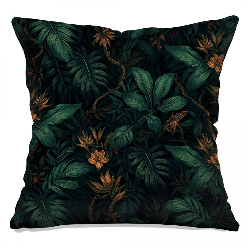 Coussins décoratifs à feuilles et fleurs tropicales, 14 X 14 pouces