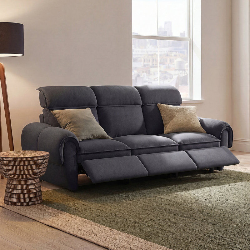 Canapé modulaire inclinable électrique 3 places, 3 places avec 3 fauteuils inclinables, Gris foncé