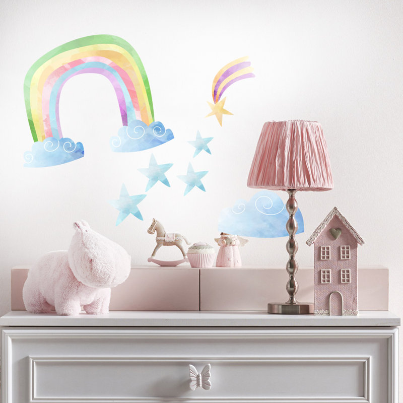 Ensemble d'adhésif décoratif 7 pièces arc-en-ciel avec étoiles