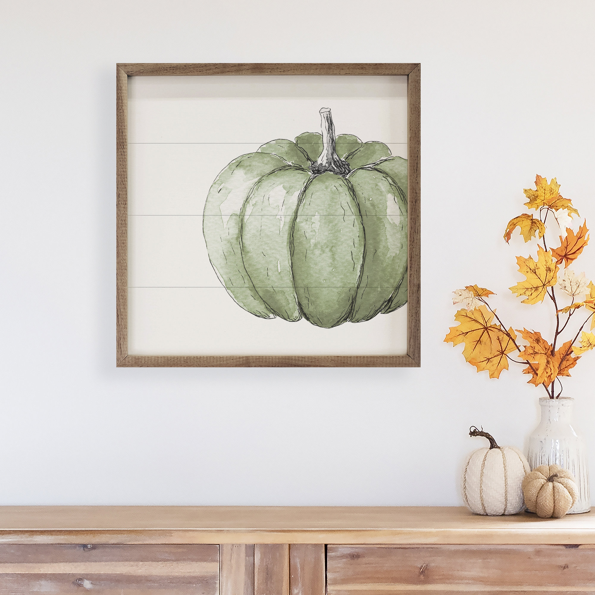 August Grove® Offset Green Pumpkin White | Wayfair