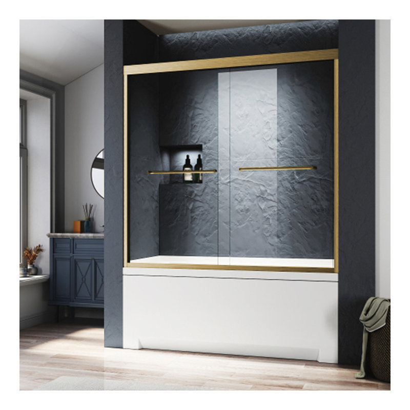 Sliding Glass Tub Door 56-60 in. W x 62 in. H, Semi Frameless Double Bathtub Door, Certified Thick Clear Clear Tempered Glass, 304 Stainless Steel Handles.