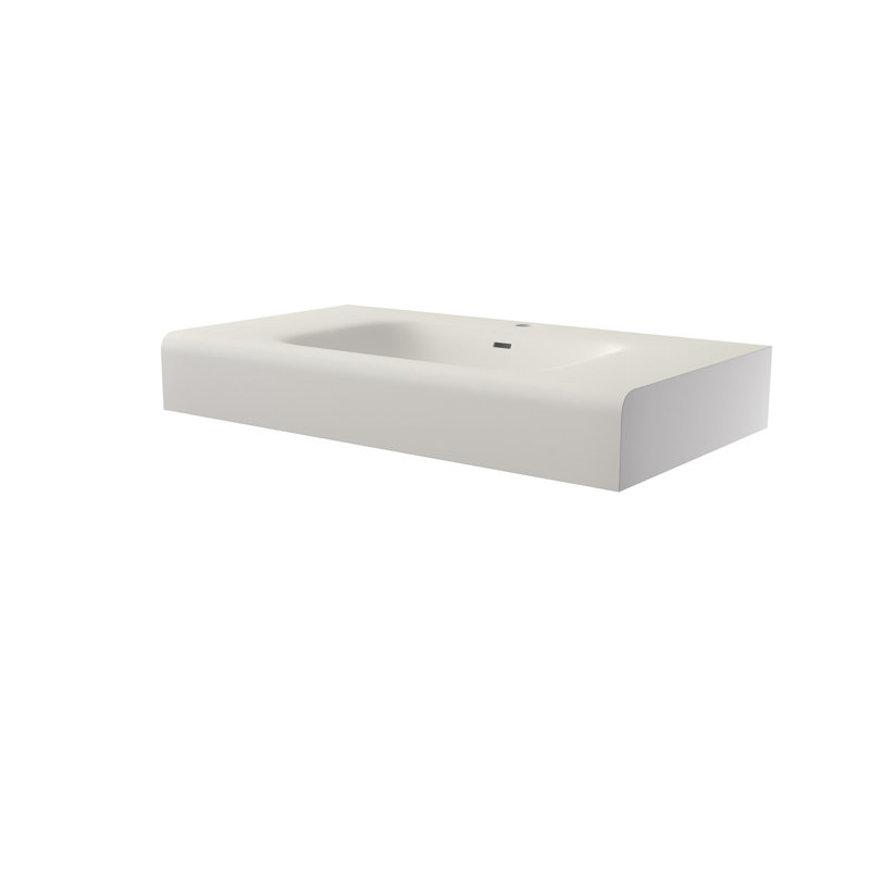 Stone Resin  Surface Bathroom Vanity Basin Sink, 7.1" H x 39.4" W x 21.7" D