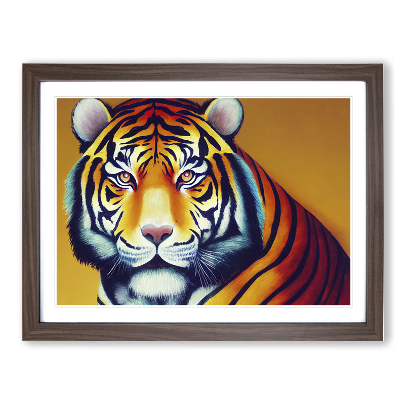 Tiger Portrait Vol.2 1 Piece Single Picture Frame Wall Art, 46cm H x 64cm W x 2cm D, Walnut