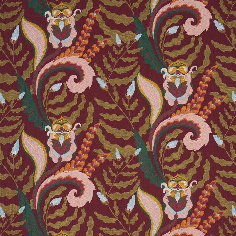 Schumacher X Laura Gonzalez Jaipur Fantaisie Fabric, Purple