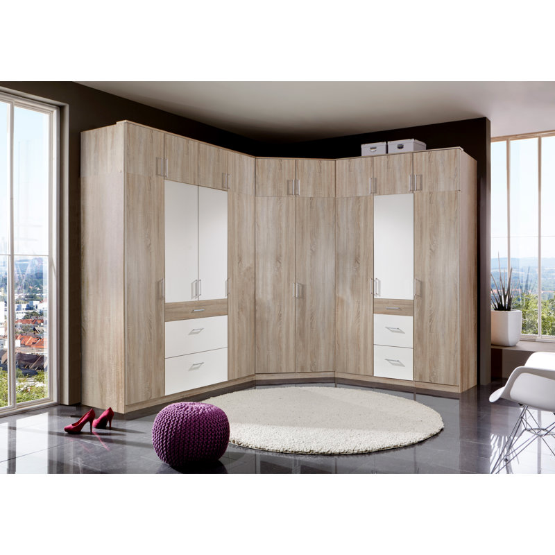 Arango 180cm Solid Wood Closet System, Rough-cut oak, Alpine white