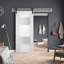 Porte de grange blanche en verre givré Sete avec trousse de quincaillerie d'installation-58144815-58144797