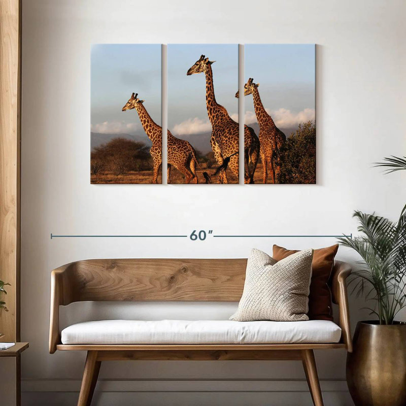 Brampt Three Brown Giraffes, H 28 po x l 45 po