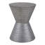 Table d'appoint moderne en bois de teck et en métal de style sablier pour le salon - table d'appoint décorative pour espaces étroits et décoration intérieure - 18 po, argent