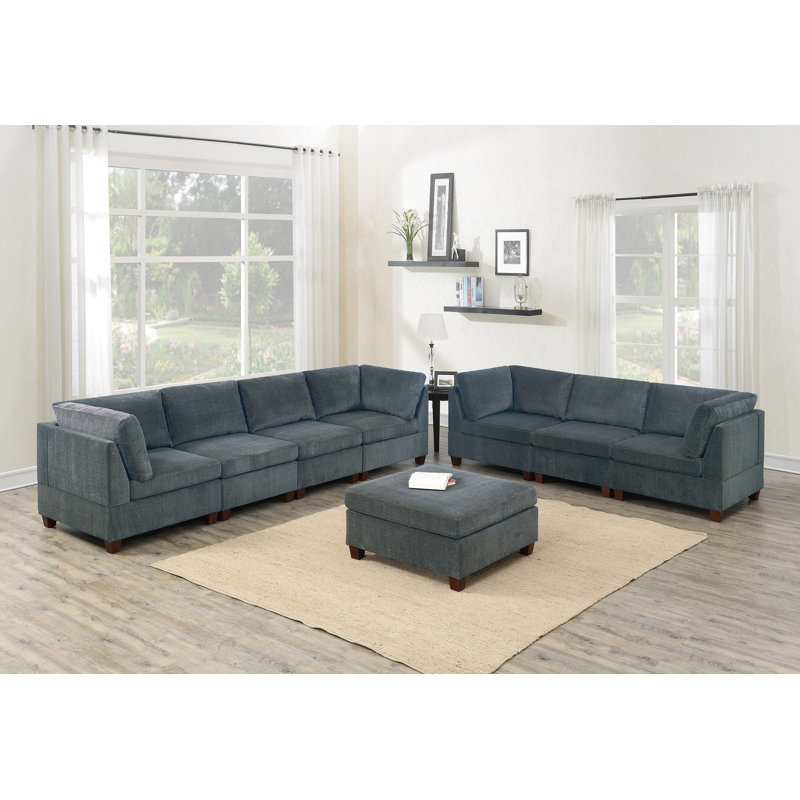 Ensemble de canapé modulaire en chenille gris de 8 pièces pour salon