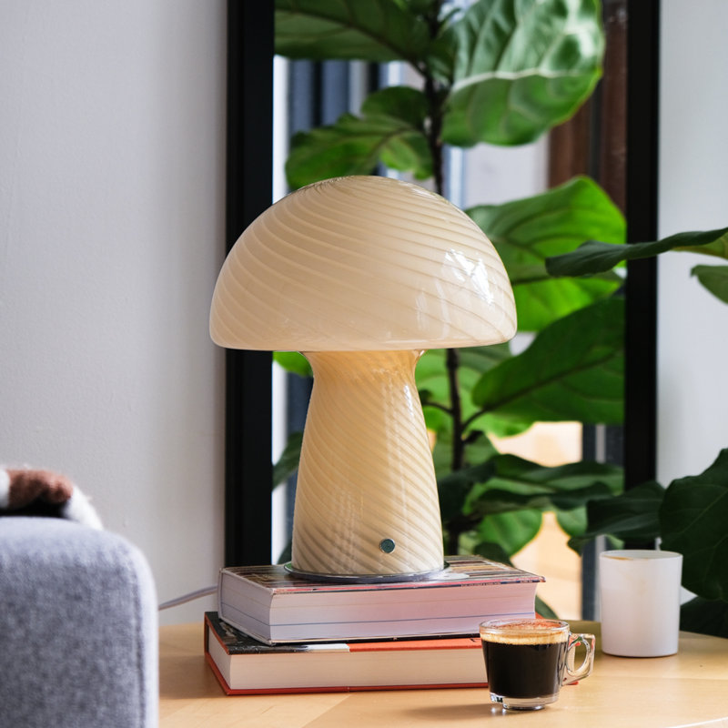 Lampe de table en verre avec champignon, Beurre