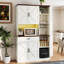 Buffet 71 pouces avec armoire, tiroir et huche, buffet multifonctionnel avec support en verre et station de charge