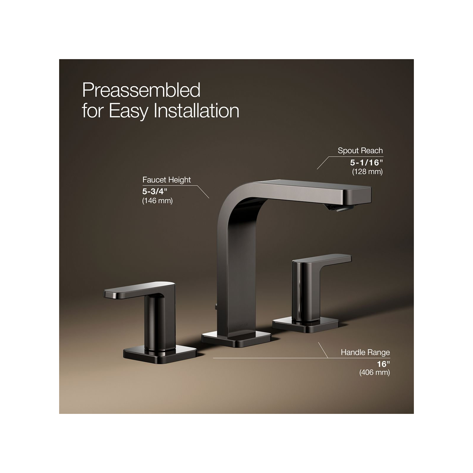 ParallelWidespread Bathroom Faucet, 3-Hole Two Lever Handle Bathroom Sink Faucet, Titanium, 0.5 GPM