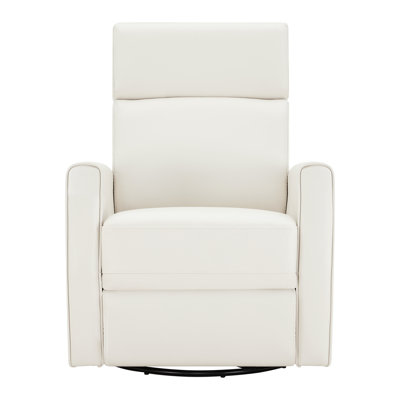 Top Grain Genuine Leather Power Swivel Glider Recliner with Dual Armrests