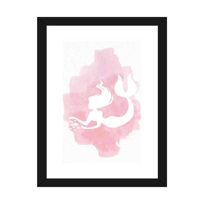 Sirène - impression d'art graphique, H 24 po x l 16 po x P 1 po, Papier encadré noir, Blanc