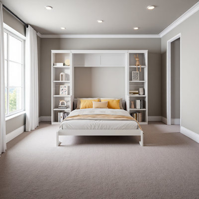 Queen Size Murphy Bed With Desk And Bookshelf