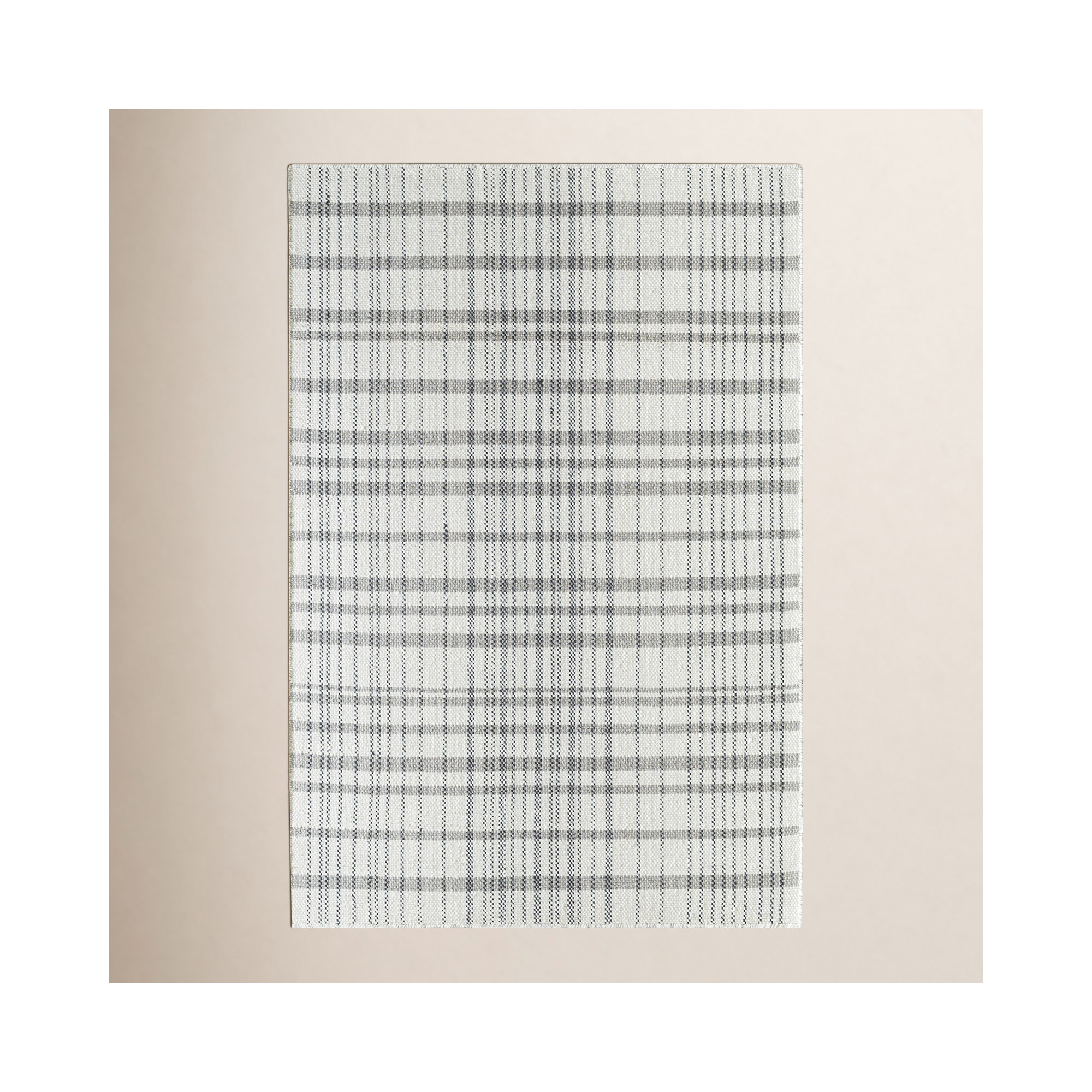 Lavande Plaid Wool Area Rug, Rectangle 6' x 9'