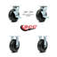 6 Inch Phenolic Caster Set with 2 Brakes/Swivel Lock 2 Rigid Service Caster/SCC-30CS620-PHR-TLB-BSL-2-R-2
