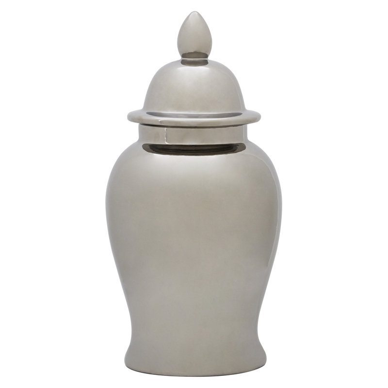 Ceramic / Porcelain Jar, Silver, 62cm H x 32cm W x 32cm D