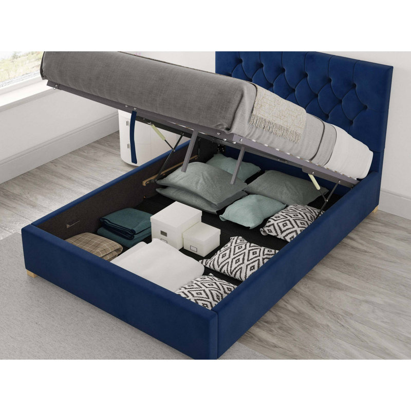 Samaira Fabric Upholstered Ottoman Bed Brushed Velvet, Small Double (4')