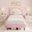 Twin XL Kids Bed Frame with Adjustable Headboard & LED Lights, Wooden Slats Support, No Box Spring Needed-598586344-598586347