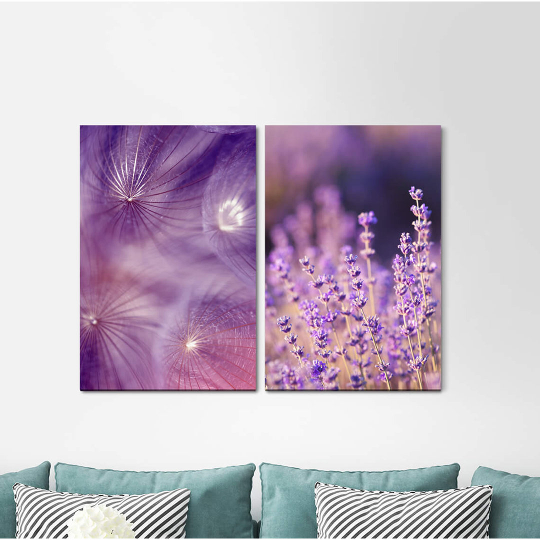 2-tlg. Leinwandbilder-Set Blowball Summer Lavender Summer Meadow Warm