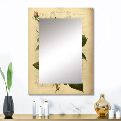 Victorian Retro Pink Rose V - miroir mural, miroir décoratif traditionnel, impression d'art en métal