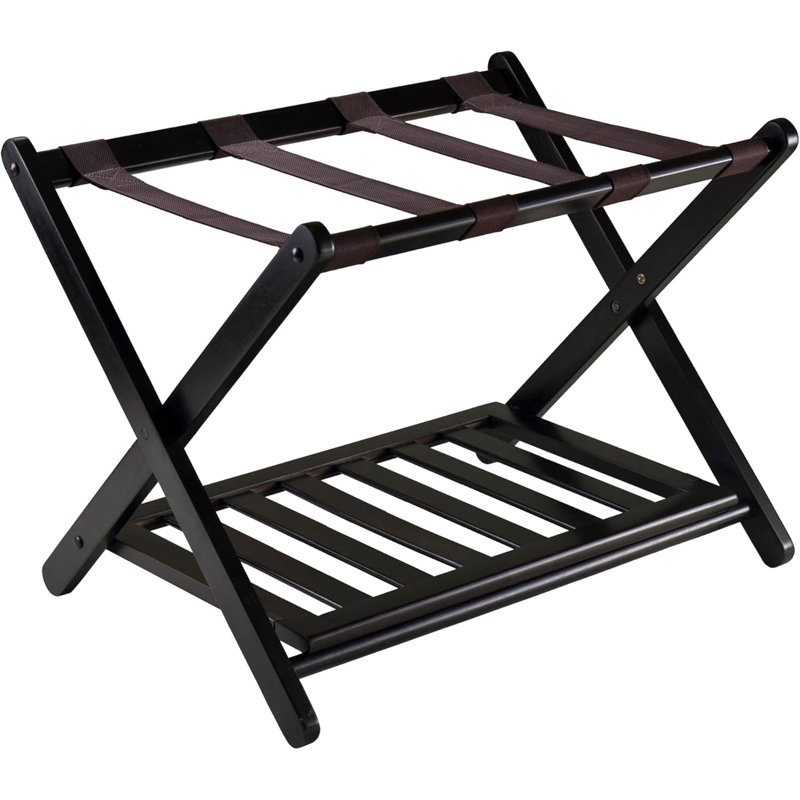 Luggage Rack With Storage Shelf, Espresso, Espresso